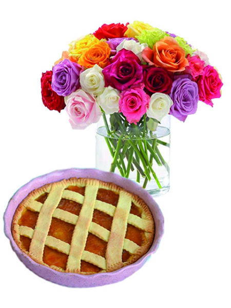 Bouquet di rose con crostata marmellata
