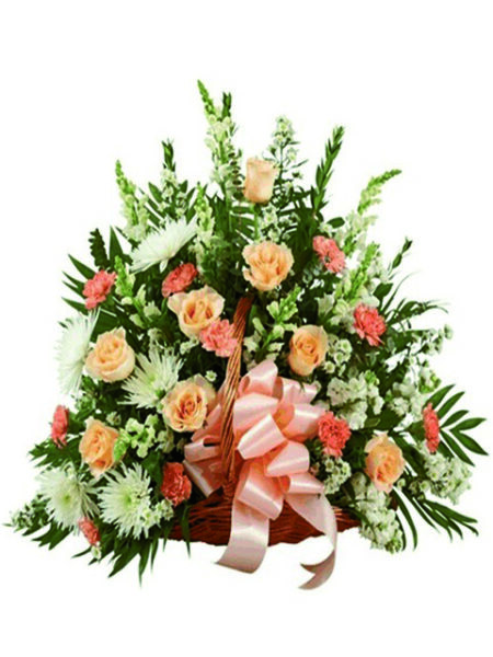 Cesto funebre con fiori misti
