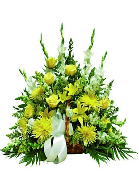 cesto di rose e fiori misti