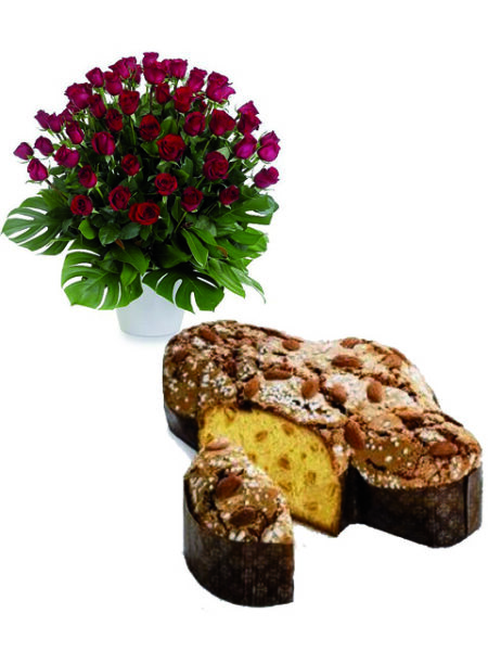 Colomba e 50 rose rosse