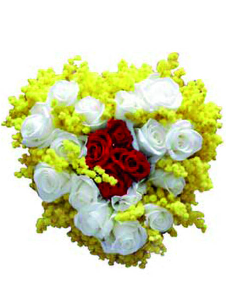 Cuore di rose e mimosa