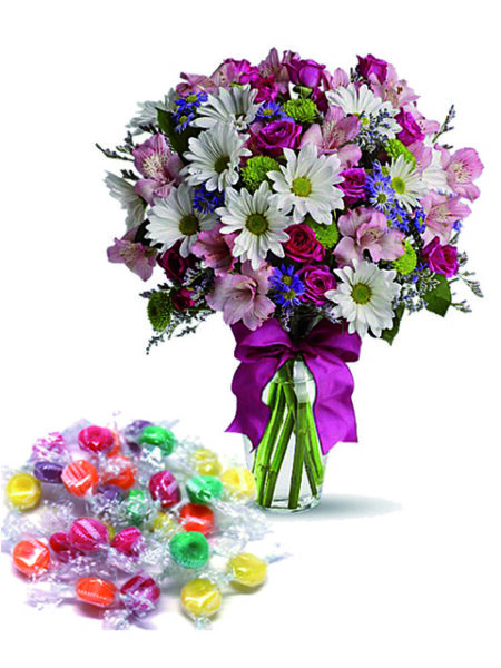 Fiori misti con caramelle